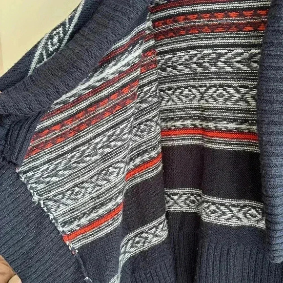Romeo + Juliet Couture Nordic Print Sweater Cardigan, Navy Blue/White/Orange, M - Picture 12 of 16